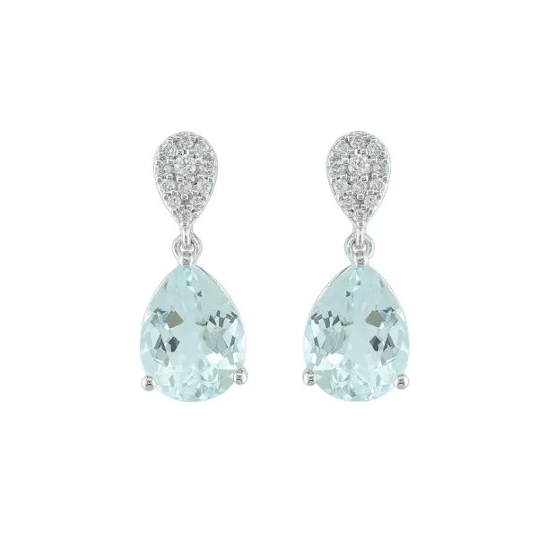 14k White Gold Earrings With Aquamarines & Diamonds Orin Jewelers Northville, MI