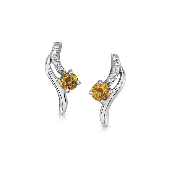 14k White Gold Citrine & Diamond Earrings Orin Jewelers Northville, MI