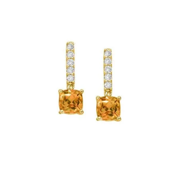 14k Yellow Gold Citrine & Diamond Earrings Orin Jewelers Northville, MI