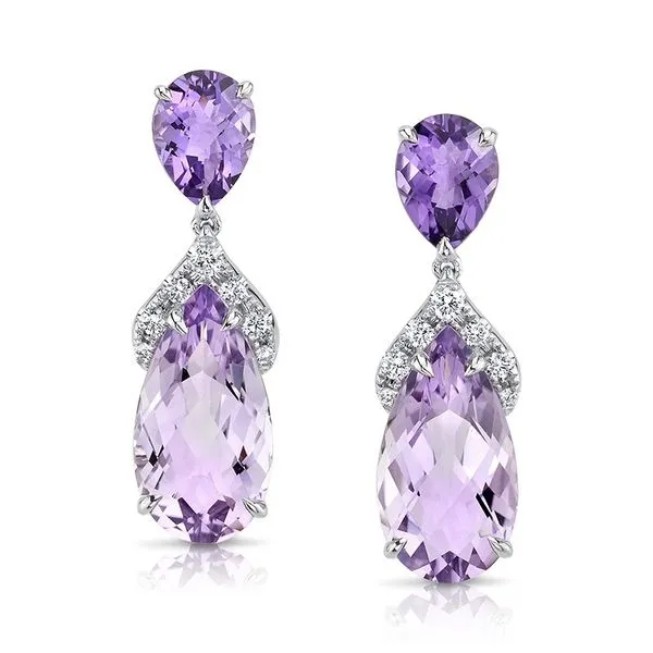 14k Amethyst, Rose Quartz & Diamond Earrings Orin Jewelers Northville, MI