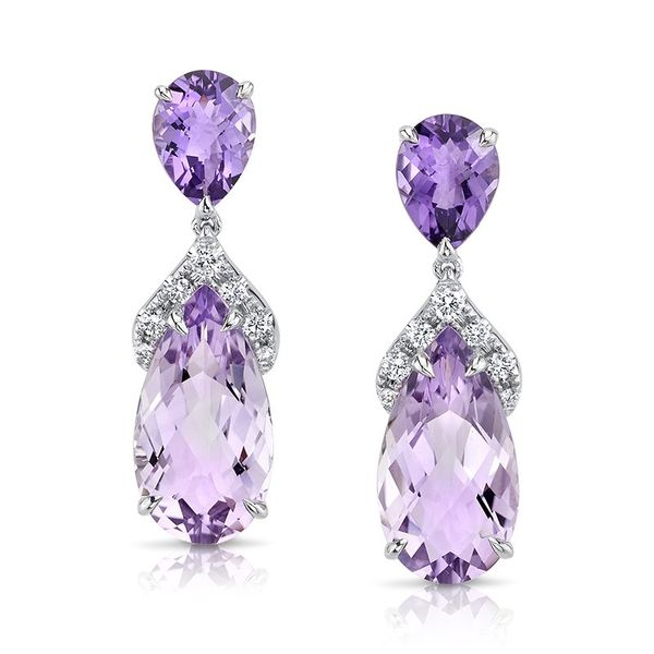 14k Amethyst, Rose Quartz & Diamond Earrings Orin Jewelers Northville, MI