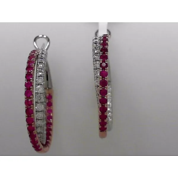 14k White & Rosé Gold Ruby & Diamond Earrings Orin Jewelers Northville, MI