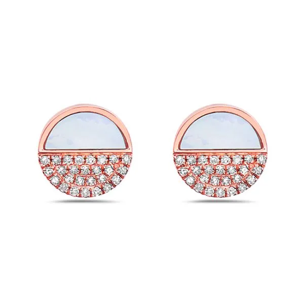 14k Rosé Gold Earrings With Mother-of-Pearl And Diamonds Orin Jewelers Northville, MI