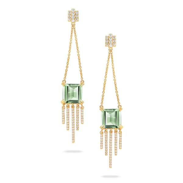 18k Yellow Gold Green Amethyst & Diamond Earrings Orin Jewelers Northville, MI