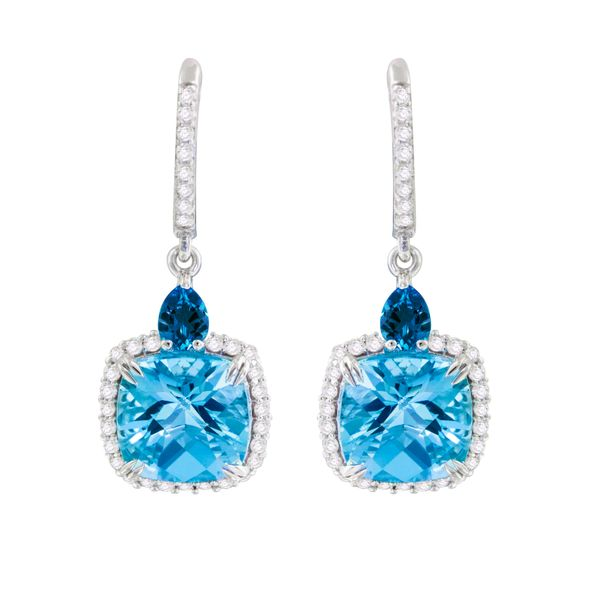 14k White Gold Blue Topaz & Diamond Earrings Orin Jewelers Northville, MI