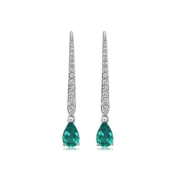 14k White Gold Emerald & Diamond Earrings Orin Jewelers Northville, MI