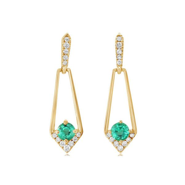 14k Yellow Gold Emerald & Diamond Earrings Orin Jewelers Northville, MI
