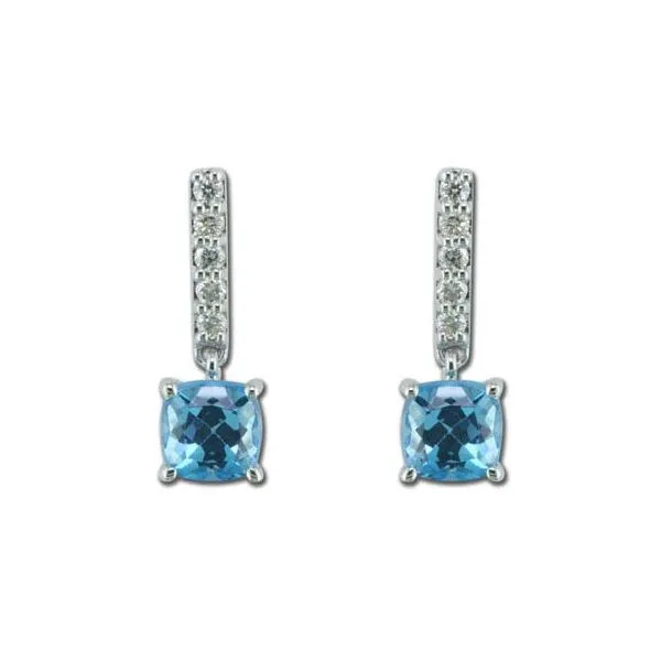 14k White Gold Blue Topaz & Diamond Earrings Orin Jewelers Northville, MI