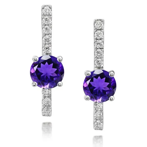14k White Gold Amethysts & Diamond Earrings Orin Jewelers Northville, MI