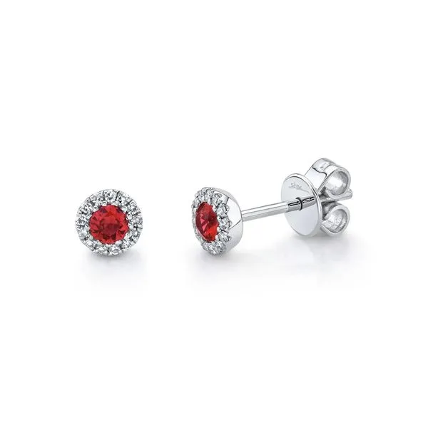 14k White Gold Ruby & Diamond Stud Earrings Orin Jewelers Northville, MI