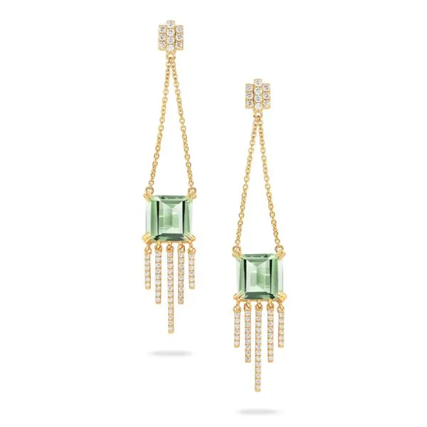 Green Amethyst and Diamond Drop Earrings Orin Jewelers Northville, MI