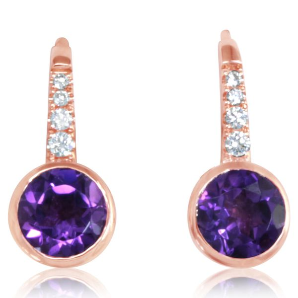 14k Rosé Gold Amethyst & Diamond Earrings Orin Jewelers Northville, MI