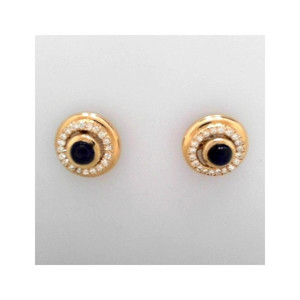 Estate - 14K Sapphire & Diamond Earring Stud & Guard 4-Piece Set Orin Jewelers Northville, MI
