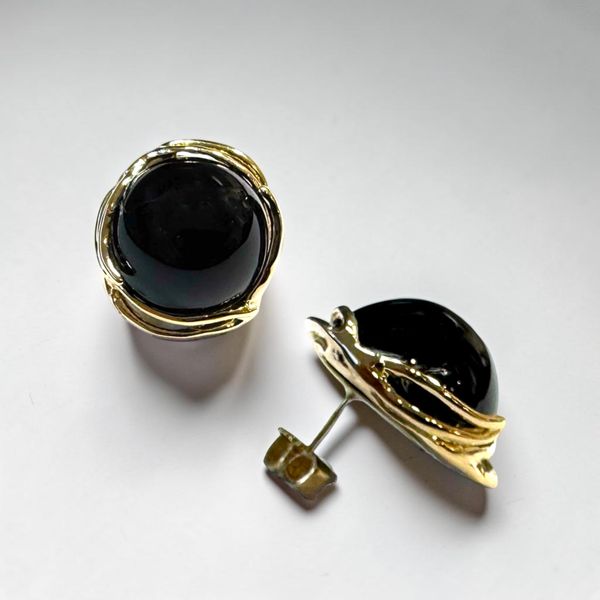 Estate Collection -14K Yellow Gold Black Onyx Earrings Orin Jewelers Northville, MI