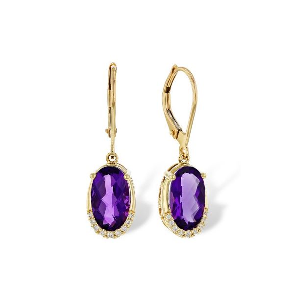 14K Yellow Gold Amethyst & Diamond Earrings Orin Jewelers Northville, MI