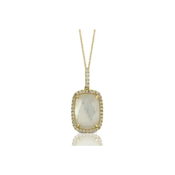 18kyg Pendant with Clear Quartz over White Mother-of-Pearl & 40 Diamonds Orin Jewelers Northville, MI