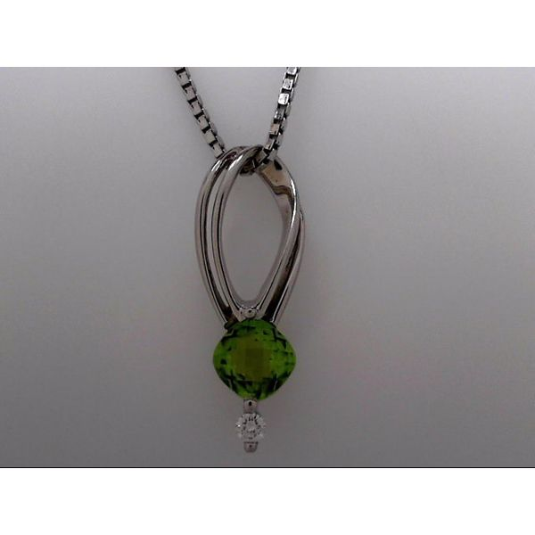 White Gold 14 Karat Peridot & Diamond Pendant Orin Jewelers Northville, MI