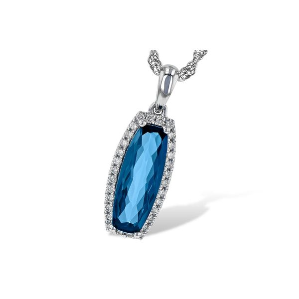 14k White Gold Blue Topaz Pendant With 30 Diamonds Orin Jewelers Northville, MI
