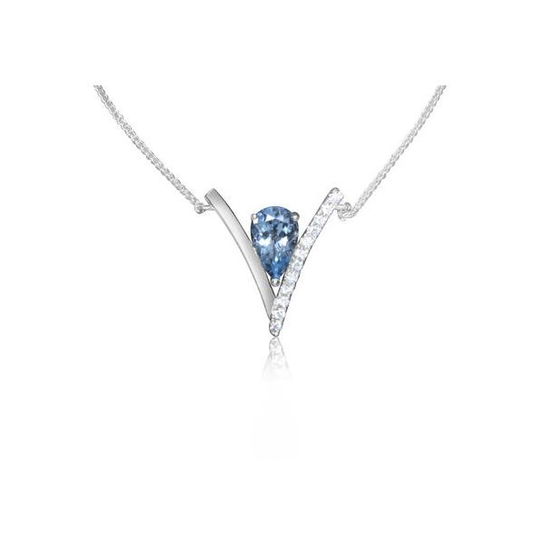 14k White Gold Aquamarine & Diamond Pendant Orin Jewelers Northville, MI