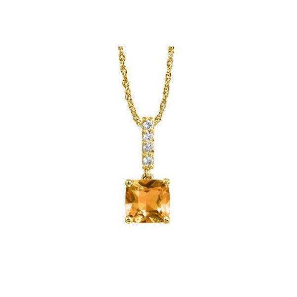 14k Yellow Gold Citrine & Diamond Pendant Orin Jewelers Northville, MI