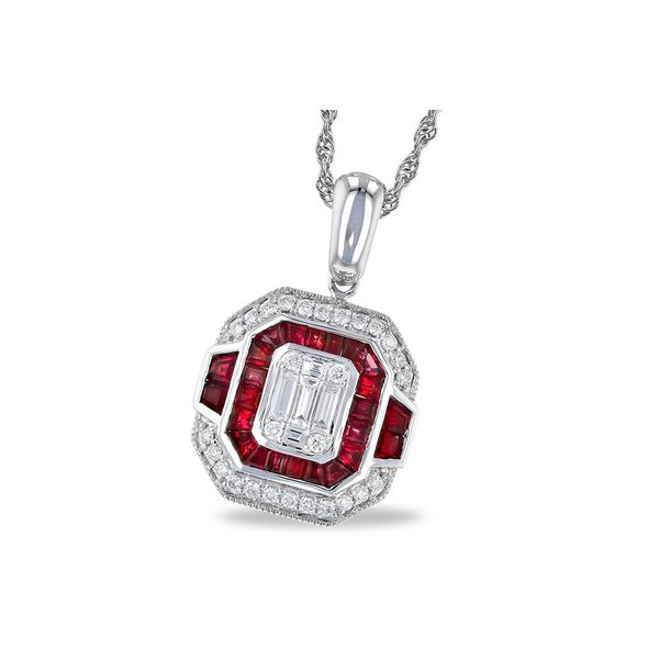 14k White Gold Ruby & Diamond Pendant Orin Jewelers Northville, MI