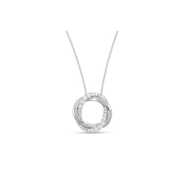 Lady's 14K White Gold Small Twist Halo Pendant w/24 Diamonds Orin Jewelers Northville, MI