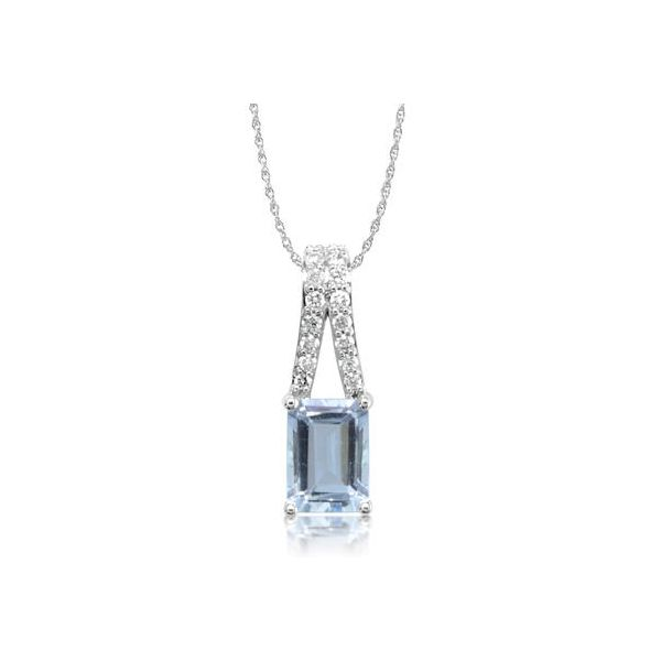 14k White Gold Aquamarine & Diamond Pendant Orin Jewelers Northville, MI