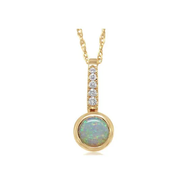 14k Yellow Gold Opal & Diamond Pendant Orin Jewelers Northville, MI