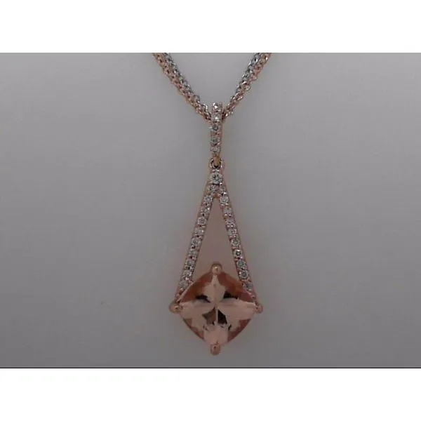 14k Rosé Gold Morganite & Diamond Pendant Orin Jewelers Northville, MI