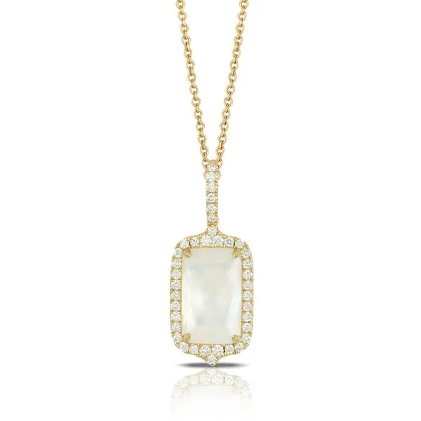 18k Yellow Gold Pendant With One Quartz Over  MOP And 38 Diamonds Orin Jewelers Northville, MI