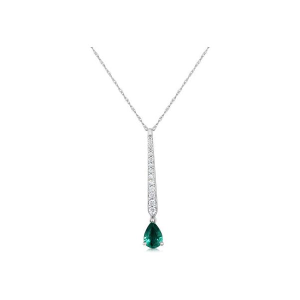 14k White Gold Emerald & Diamond Pendant Orin Jewelers Northville, MI