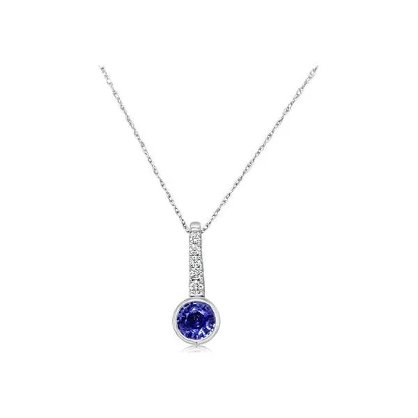 14k White Gold Sapphire & Diamond Pendant Orin Jewelers Northville, MI