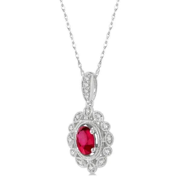 10k White Gold Ruby & Diamond Pendant Image 2 Orin Jewelers Northville, MI