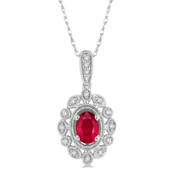 10k White Gold Ruby & Diamond Pendant Orin Jewelers Northville, MI