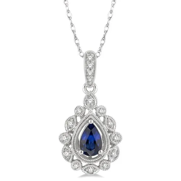 10k White Gold Sapphire & Diamond Pendant Orin Jewelers Northville, MI