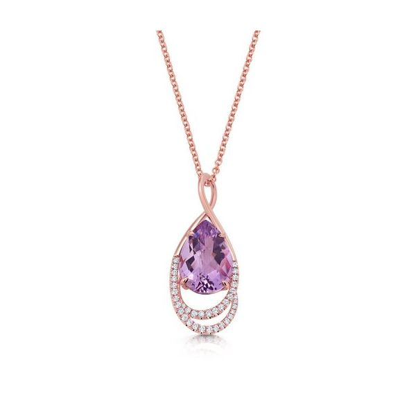 Rosé Gold Amethyst & Diamond Pendant Orin Jewelers Northville, MI