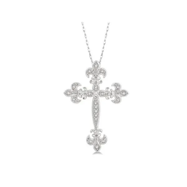 10k White Gold Cross Pendant With 21 Diamonds Orin Jewelers Northville, MI