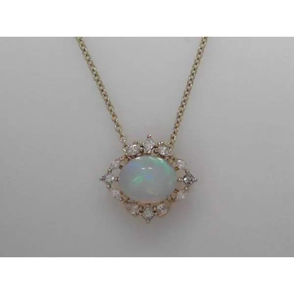 14k Yellow Gold Opal & Diamond Pendnat Orin Jewelers Northville, MI