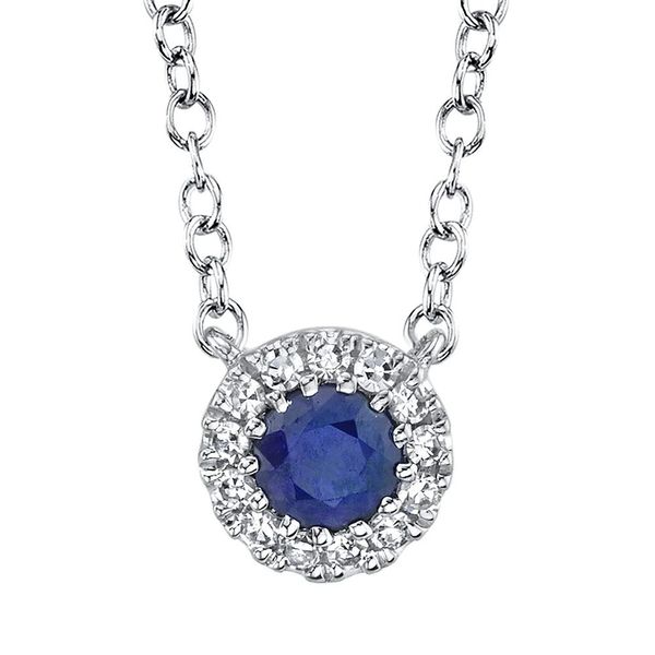 14k White Gold Sapphire & Diamond Pendant Orin Jewelers Northville, MI