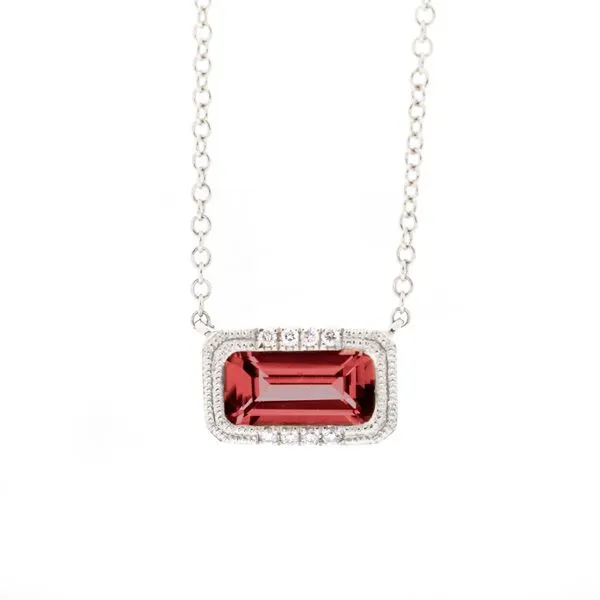 14k White Gold Garnet & Diamond Pendant Orin Jewelers Northville, MI