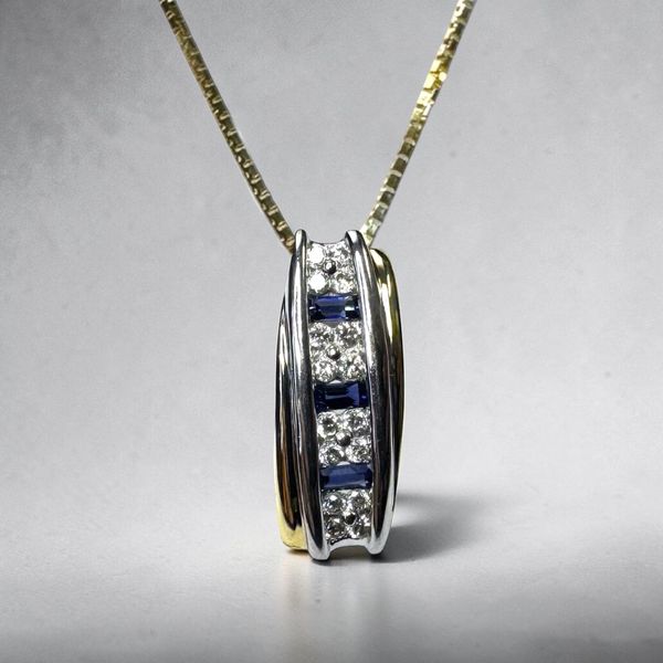 14K Sapphire & Diamond Pendant Orin Jewelers Northville, MI