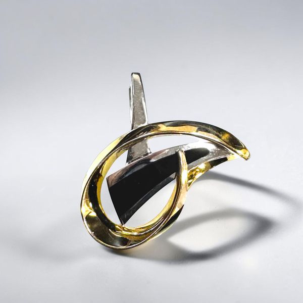 Estate Collection - 14K Two-Tone Gold Black Onyx Pendant Enhancer Orin Jewelers Northville, MI
