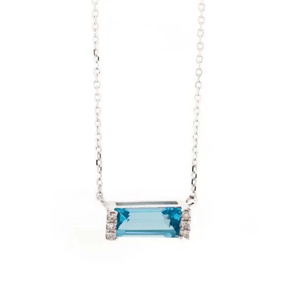 14k White Gold Blue Topaz & Diamond Pendant Orin Jewelers Northville, MI