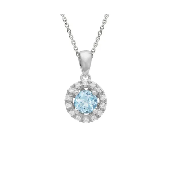 14K White Gold Aquamrine & Diamond Pendant Orin Jewelers Northville, MI