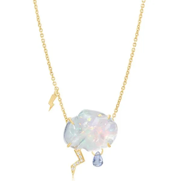 14K Yellow Gold Opal & Diamond Necklace Orin Jewelers Northville, MI