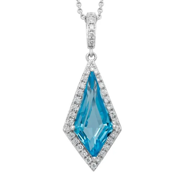 14K White Gold Blue Topaz & Diamond Necklace Orin Jewelers Northville, MI