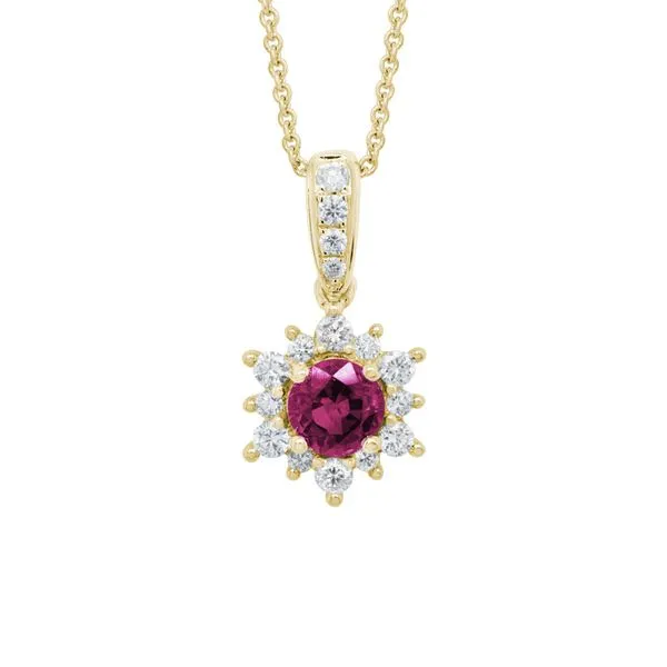 14K Yellow Gold Ruby & Diamond Pendant Orin Jewelers Northville, MI