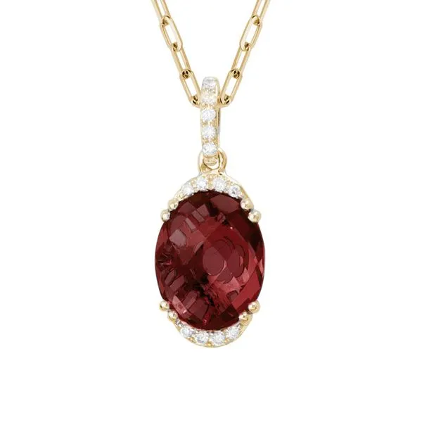14K Yellow Gold Garnet & Diamond Pendant Orin Jewelers Northville, MI