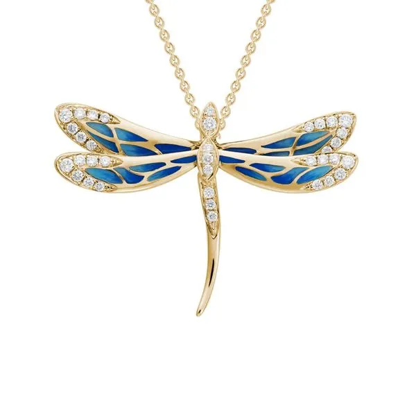 14K Yellow Gold Dragonfly Necklace With Diamonds Orin Jewelers Northville, MI