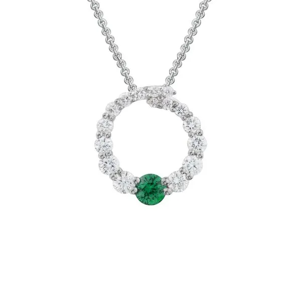 14K White Gold Emerald & Diamond Pendant Orin Jewelers Northville, MI